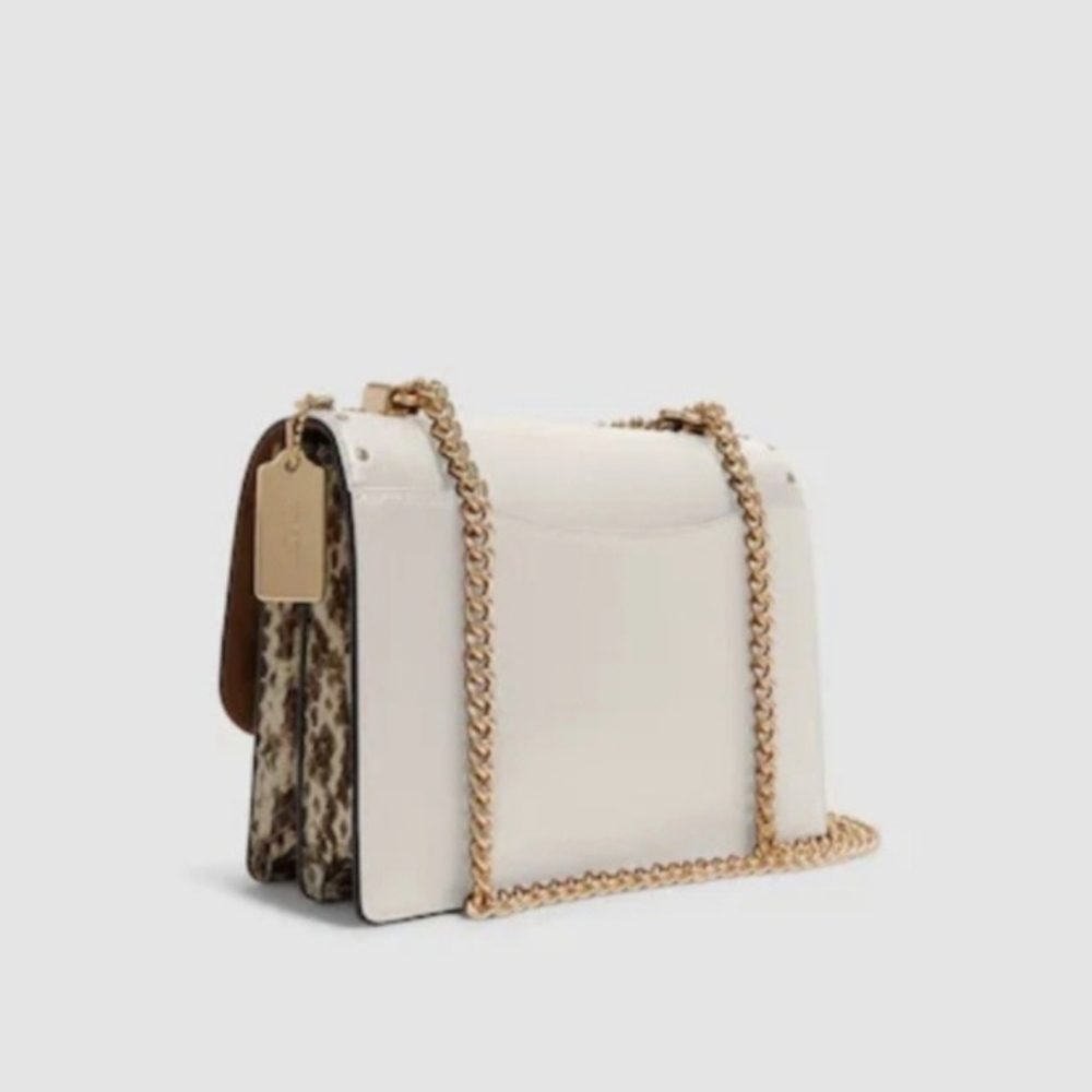 Coach Klare Leather Cream And Tan Crossbody With Many Details Studded, Snakeskin - Picture 3 of 7